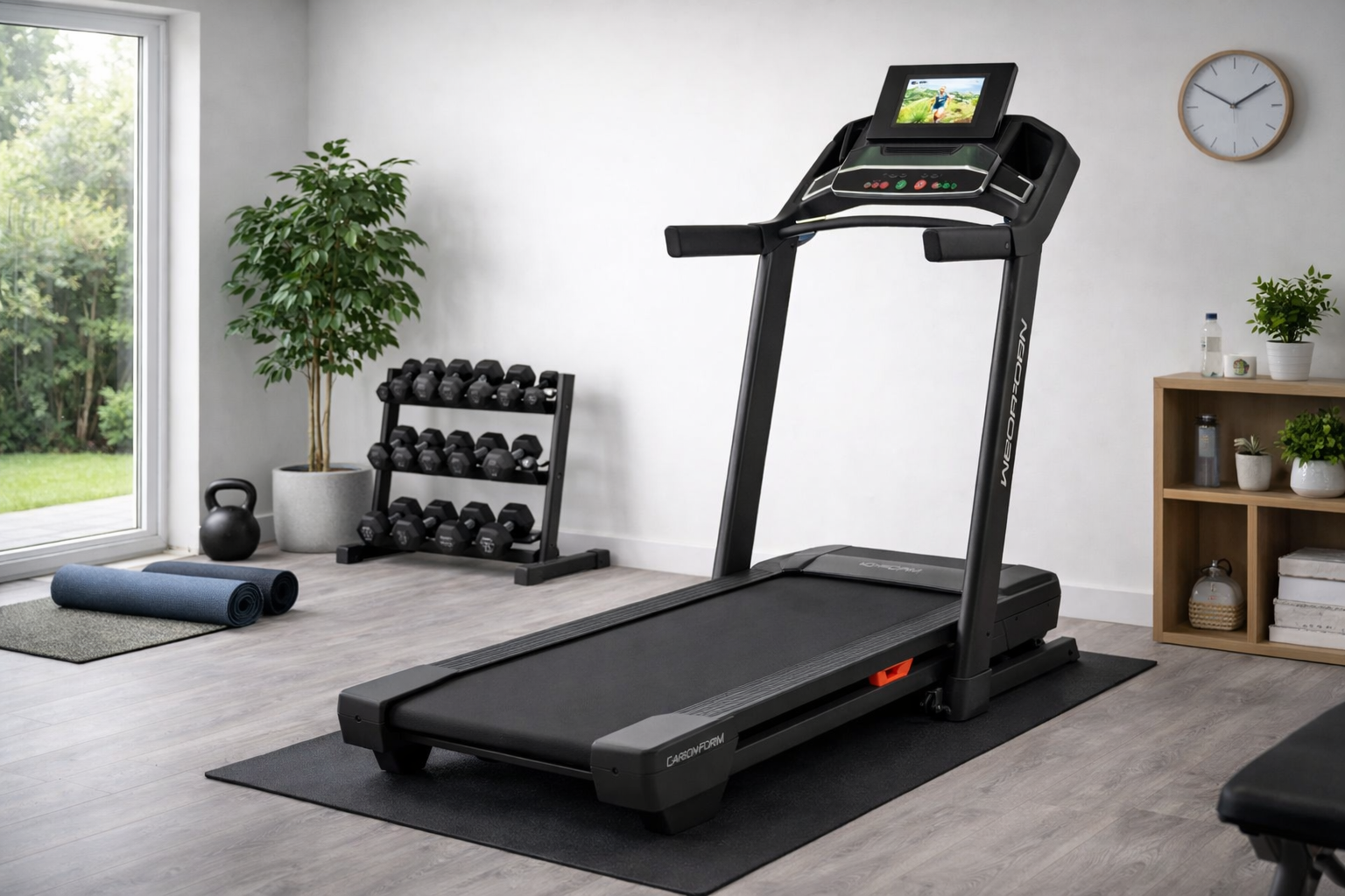 ProForm Carbon Pro 2000 treadmill with touchscreen in a UK home gym