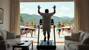 Beginner runner doing Couch to 5K programme on a treadmill at home