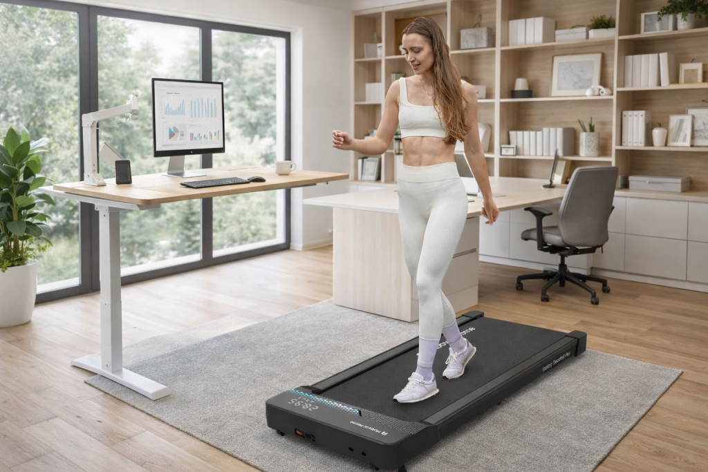 Mobvoi Walking Treadmill Plus with Bluetooth speaker and foldable incline foot
