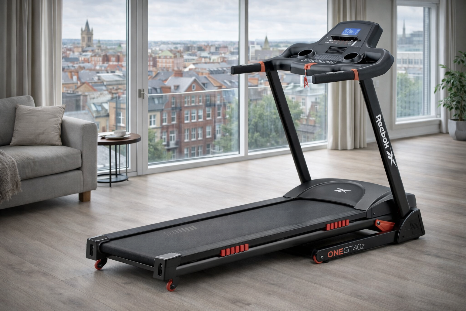 Reebok GT40z folding treadmill with ZigTech cushioning and 12% incline capability