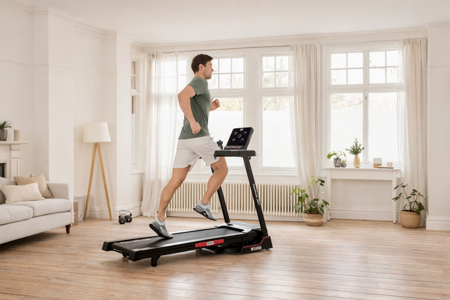 Reebok Jet 100z folding treadmill with Air Motion cushioning and 12-level power incline