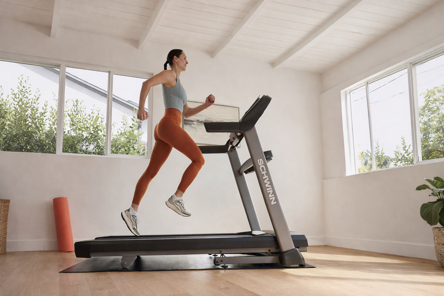 Schwinn treadmills lined up in a UK home gym setting