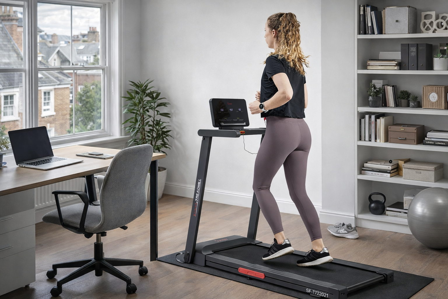 Sunny Health Slim Folding Treadmill review ultra-compact design for small spaces