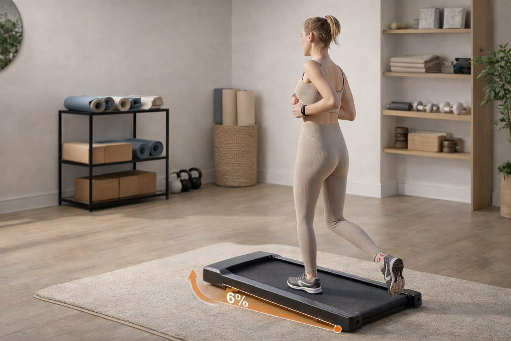 Superun walking pad treadmill under a standing desk