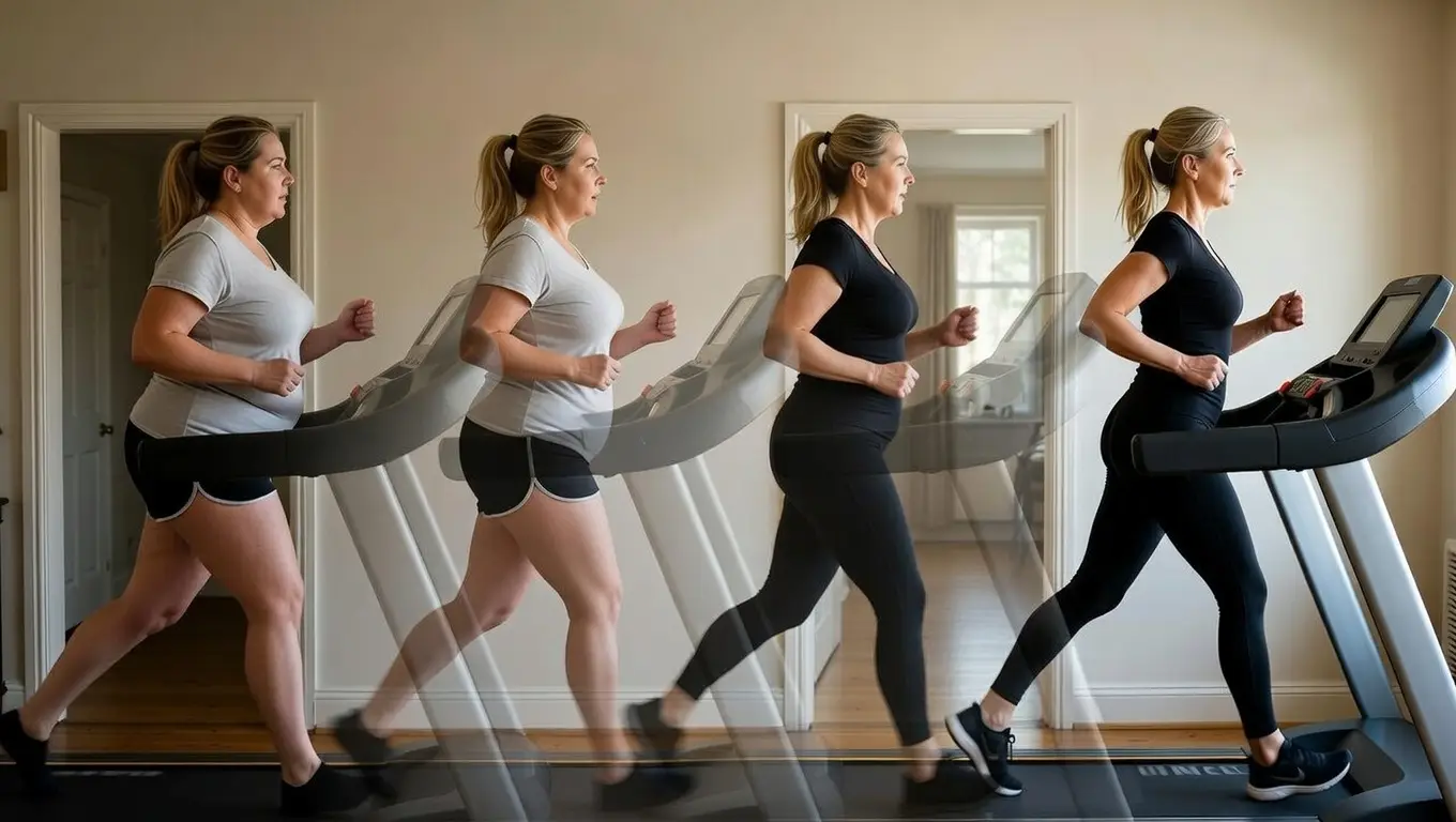 Person doing a treadmill workout for weight loss at home
