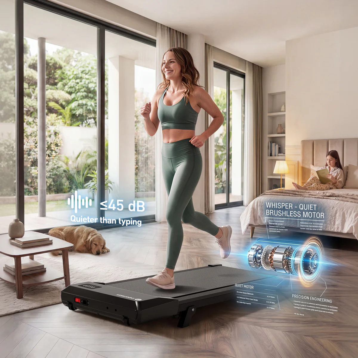 DeerRun Q2 Urban under desk walking pad with incline