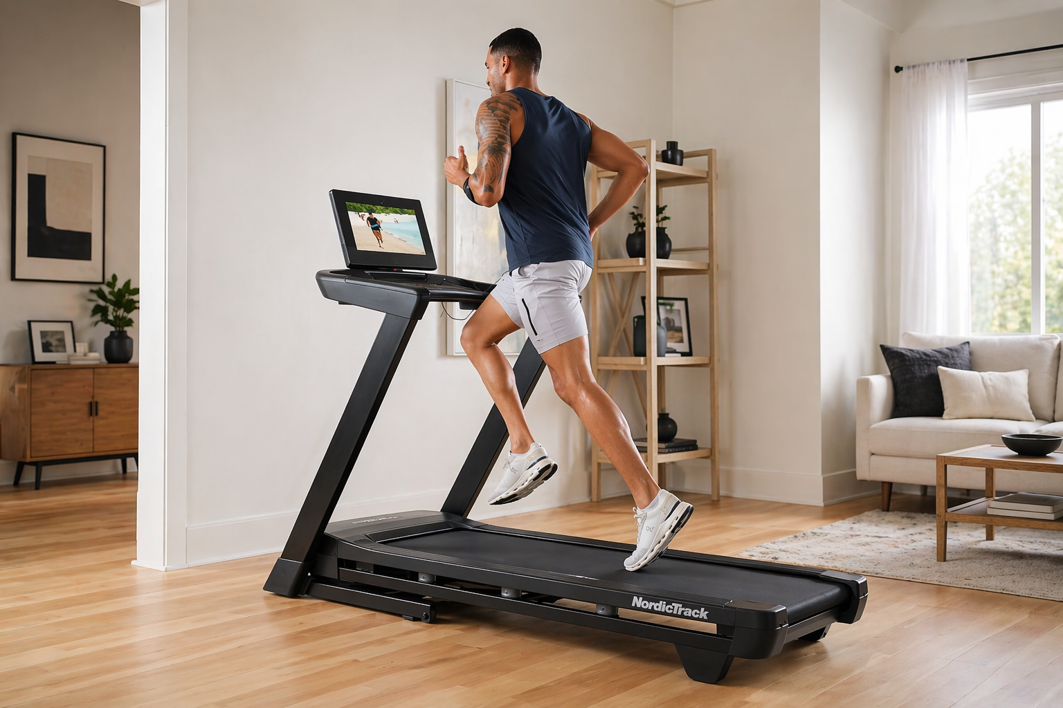 NordicTrack T Series 9 treadmill with 10-inch tilting HD touchscreen