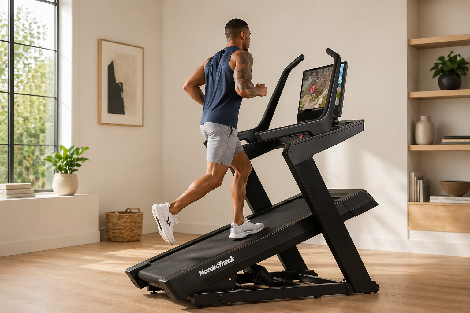 NordicTrack X24 incline trainer with large 24-inch HD touchscreen