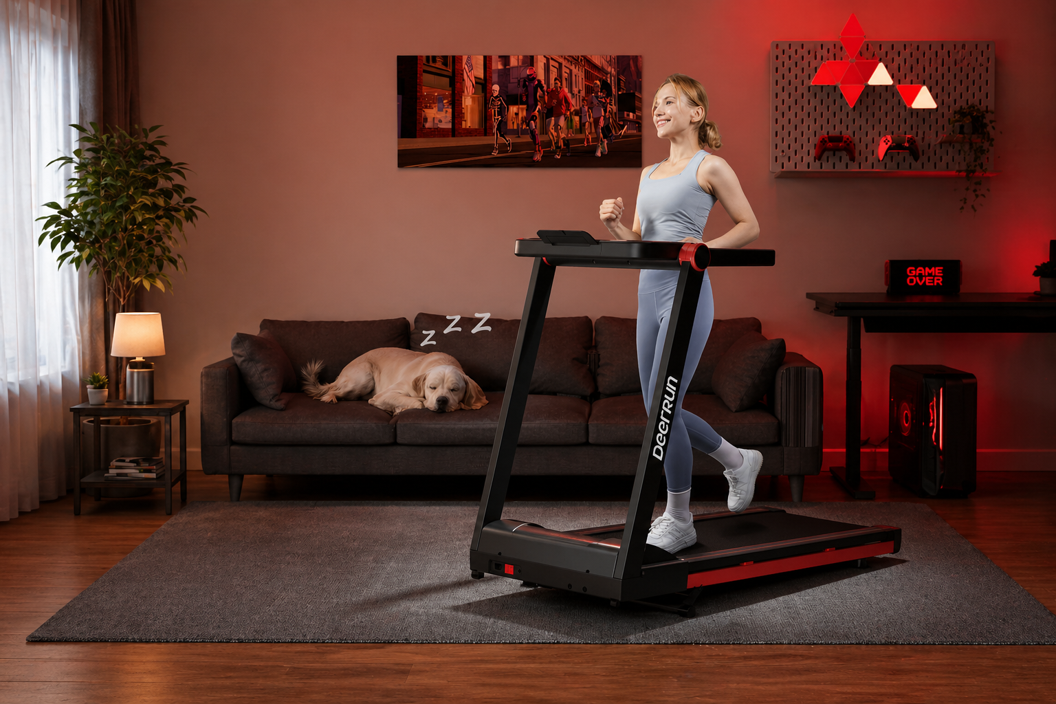 DeerRun A1 Pro foldable treadmill with handrails