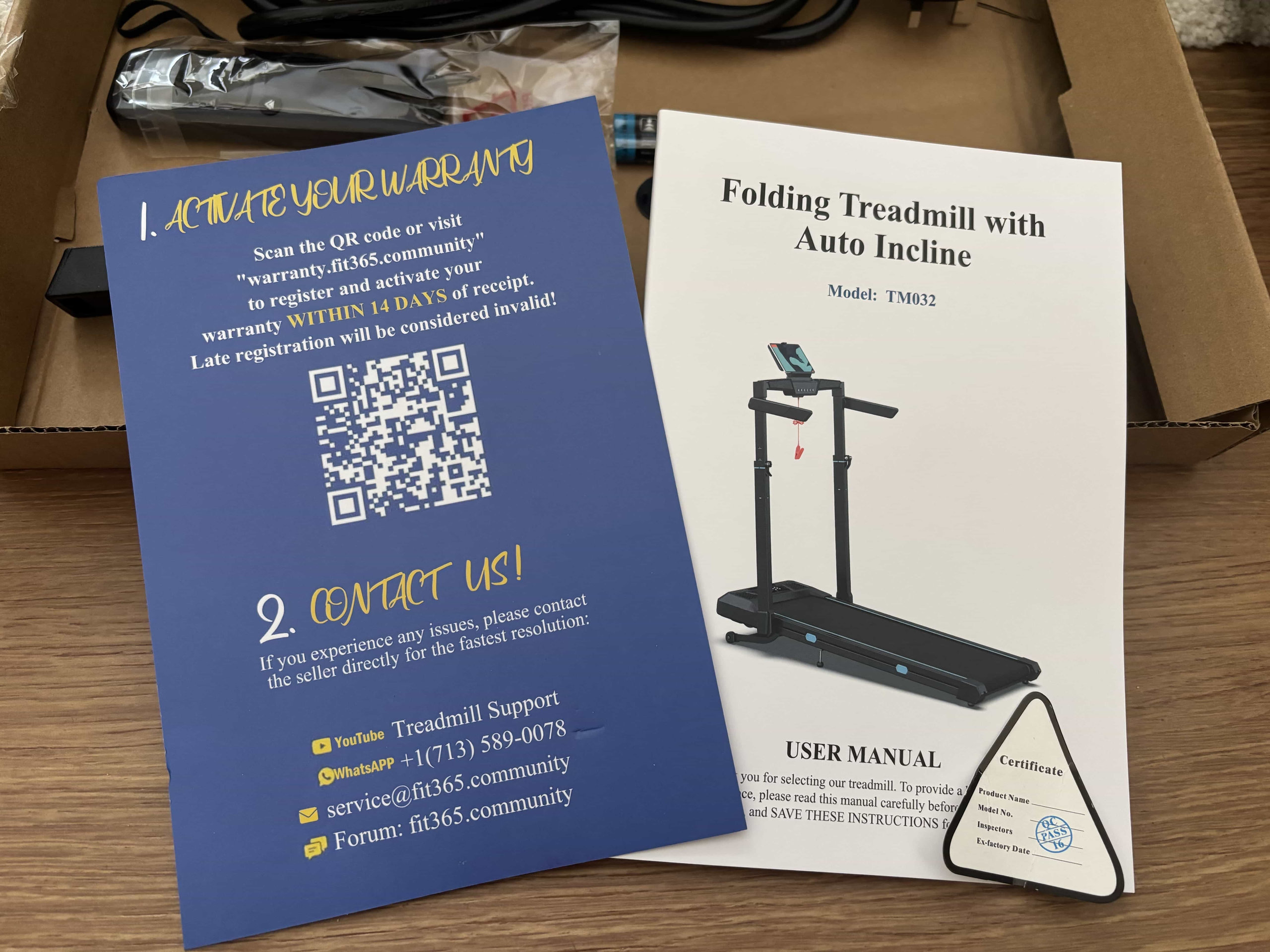 Wellfit TM032 instruction booklet and warranty card