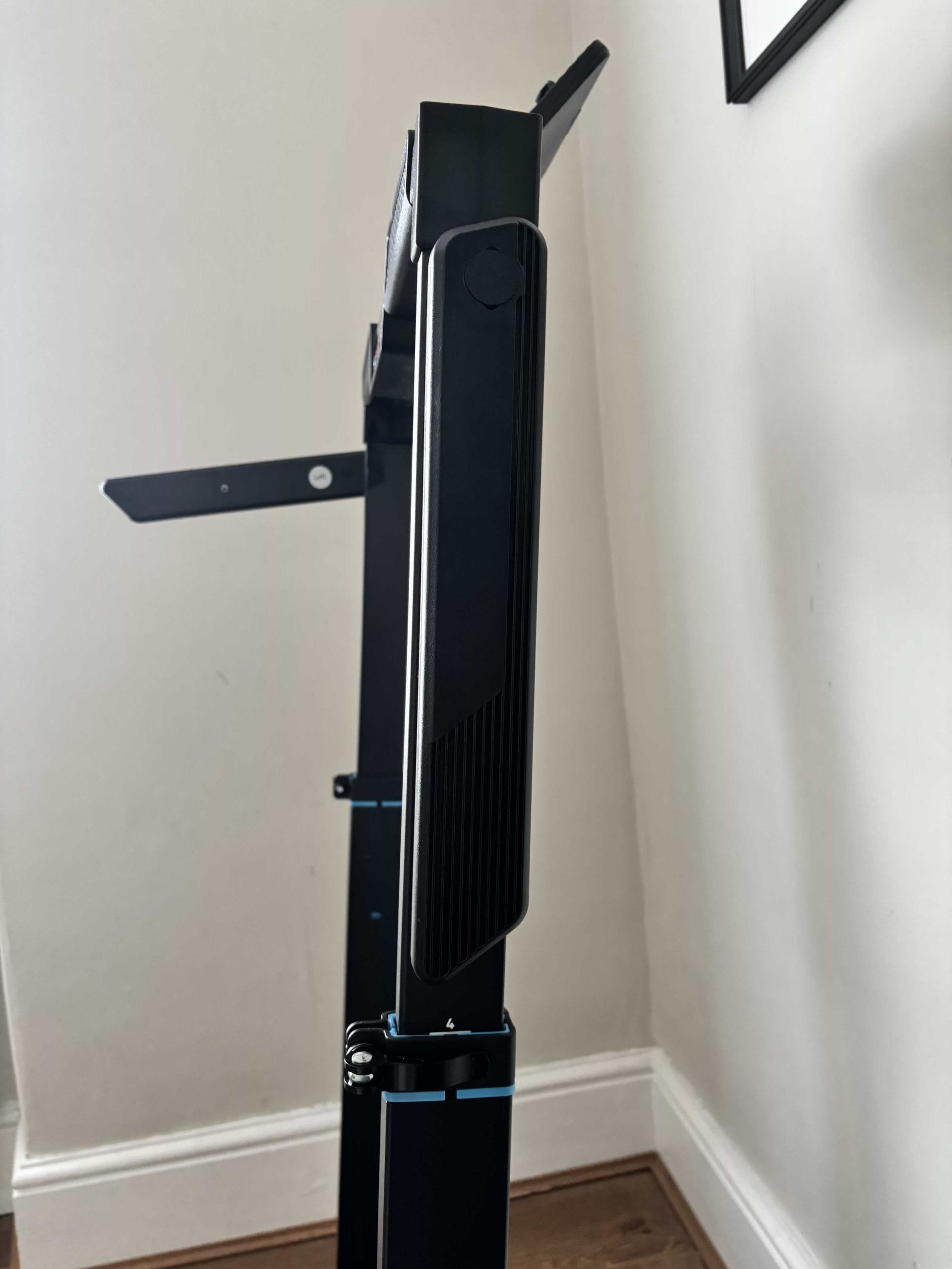 A handrail in the upright position