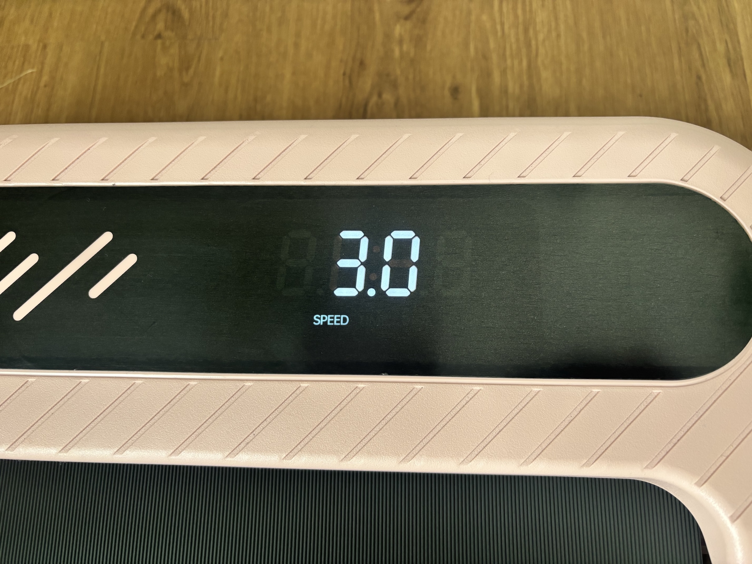 Close-up of the TM037 in-deck display showing speed in km/h