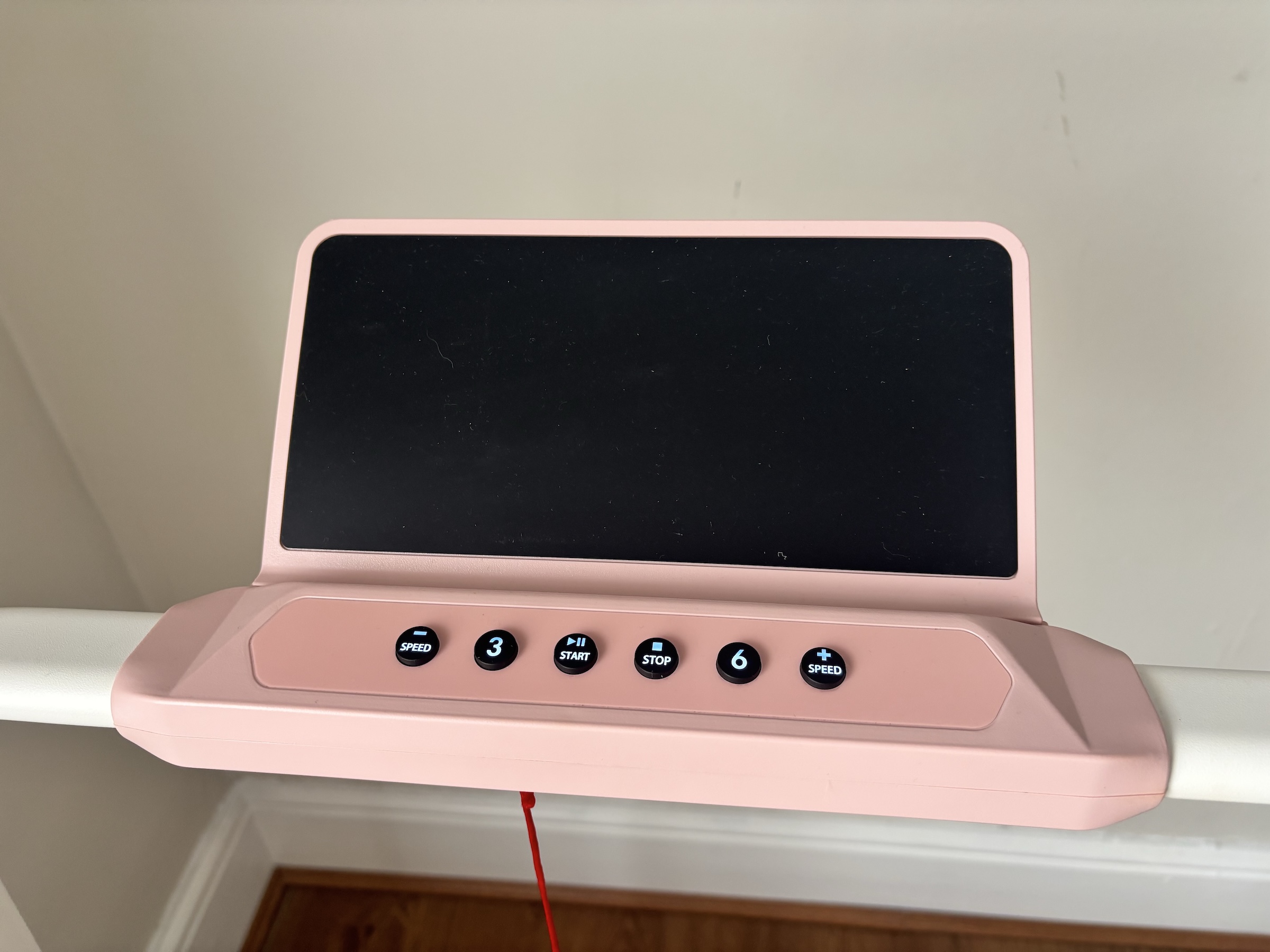 Close-up of the TM037 console buttons with no tablet fitted