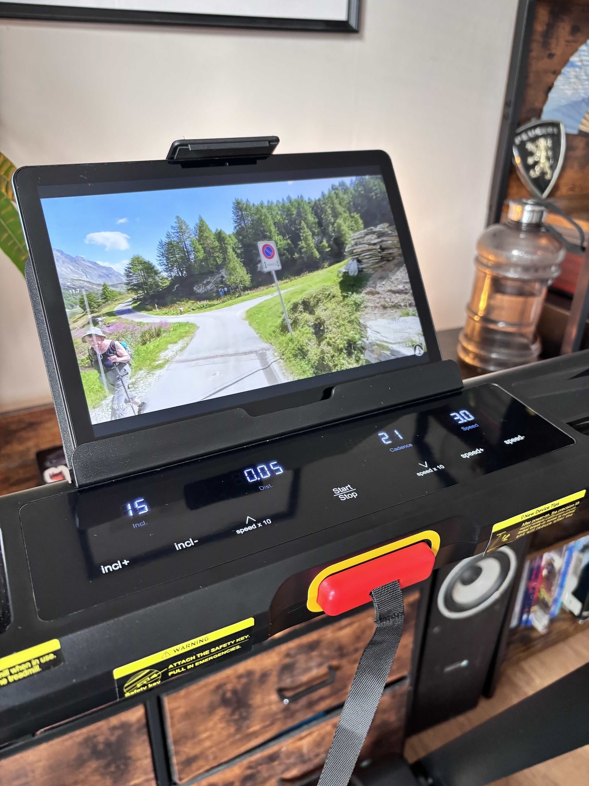 Close up of the console and tablet holder