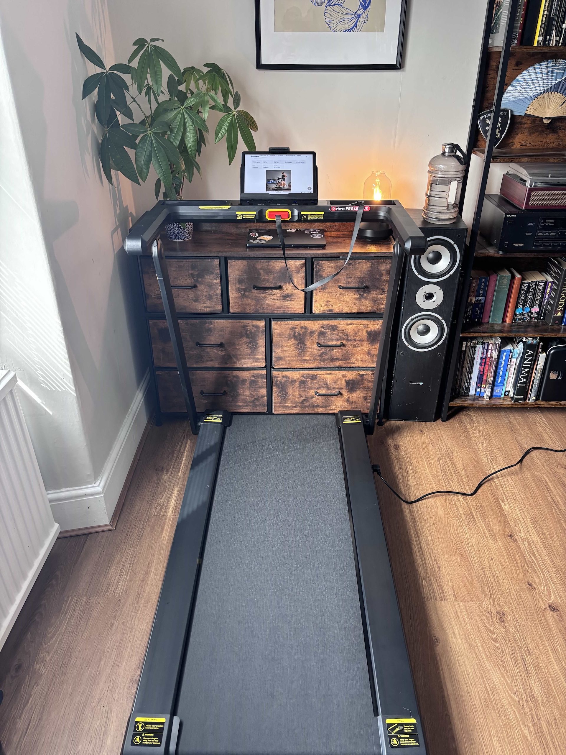 DeerRun X20 treadmill set up and ready, front view