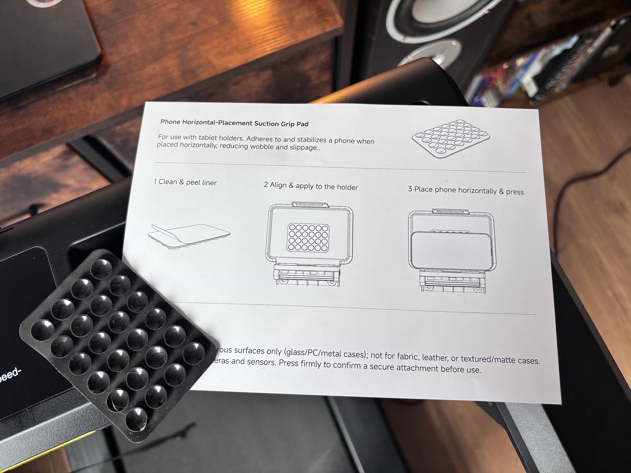 Included phone and tablet holder