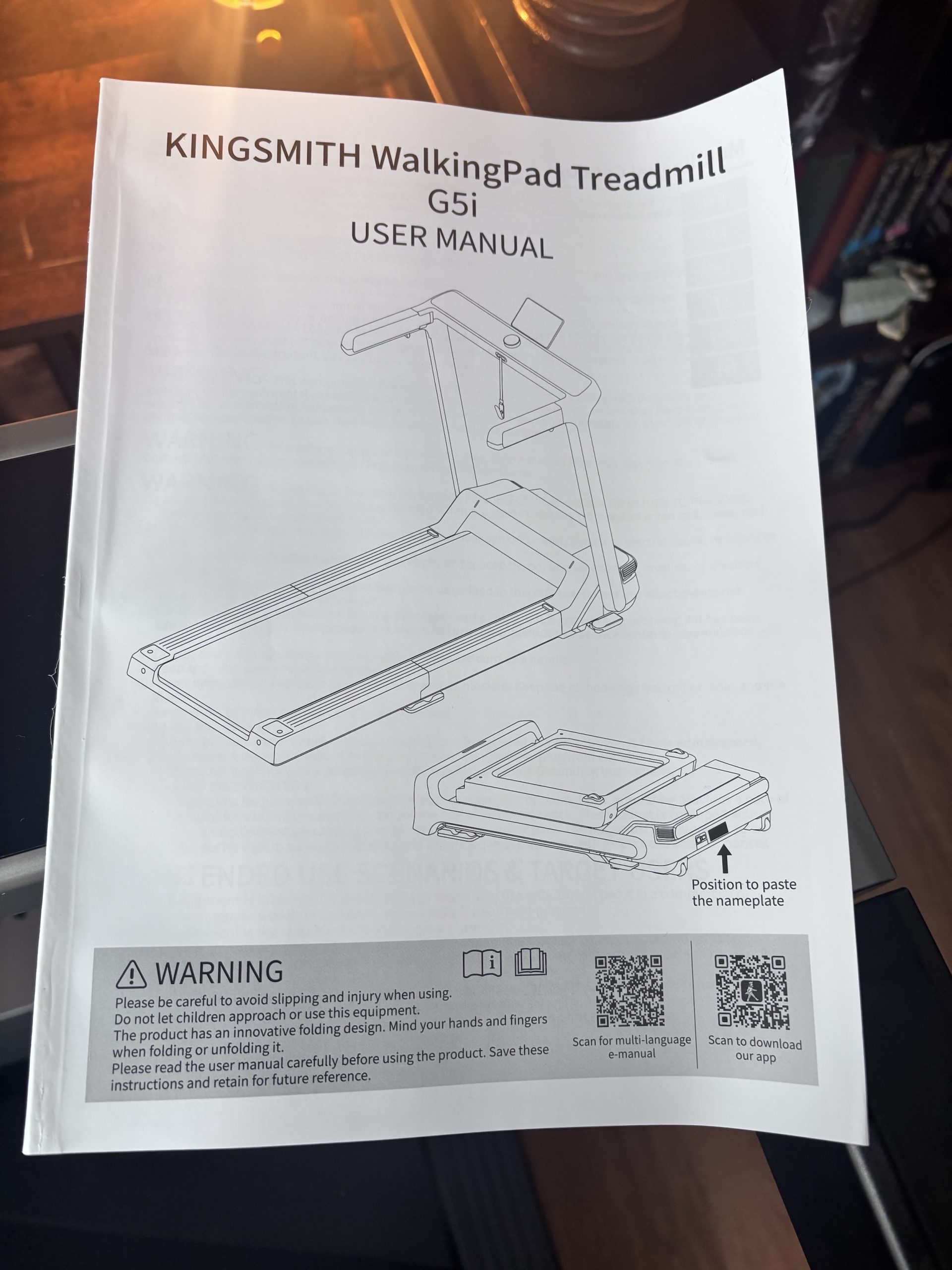 Cover of the WalkingPad G5i instruction manual