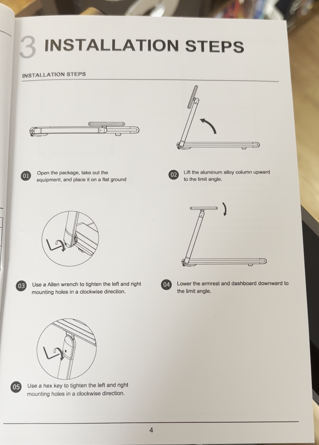Manual showing five simple installation steps